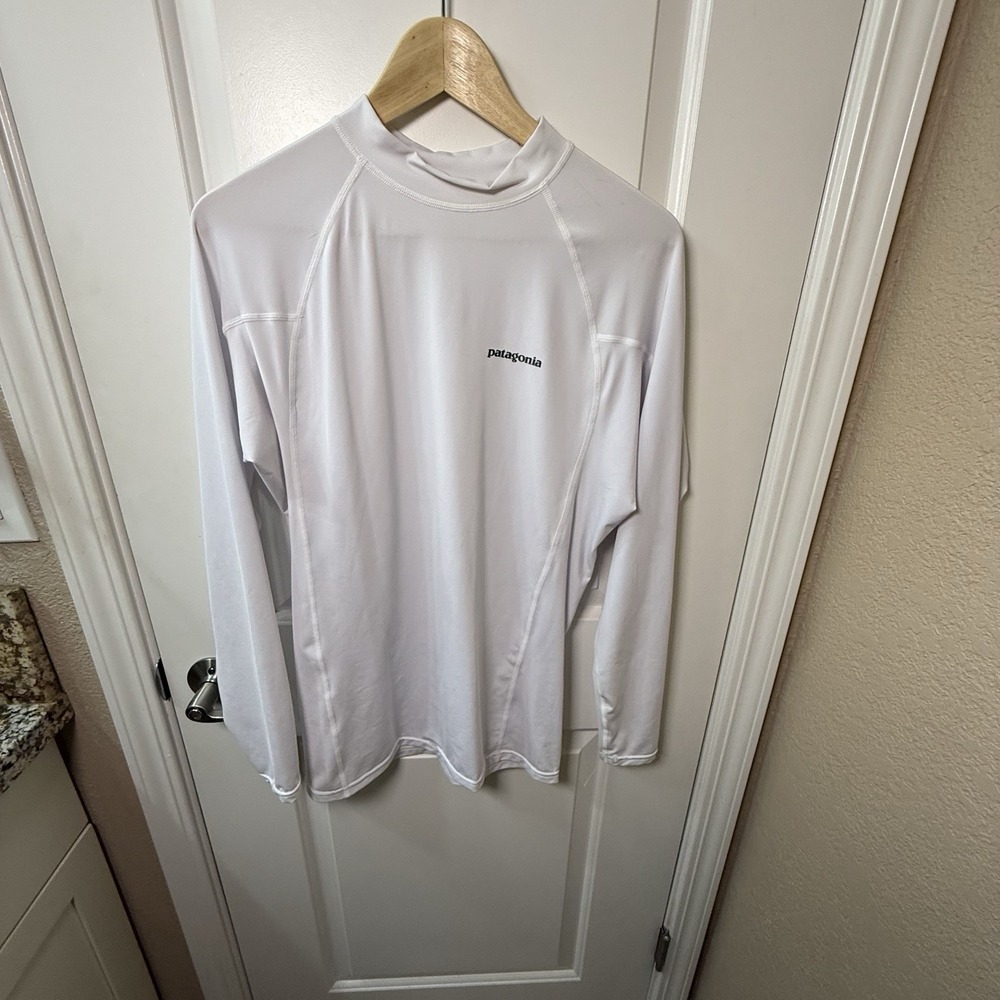 Patagonia Mens XL R0 Rash Guard White Long Sleeve UPF 50 Surf Shirt 86140 SP16